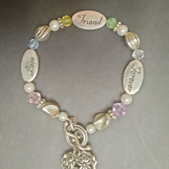 Engraved heart friendship toggle charm bracelet - Picture 3 of 3